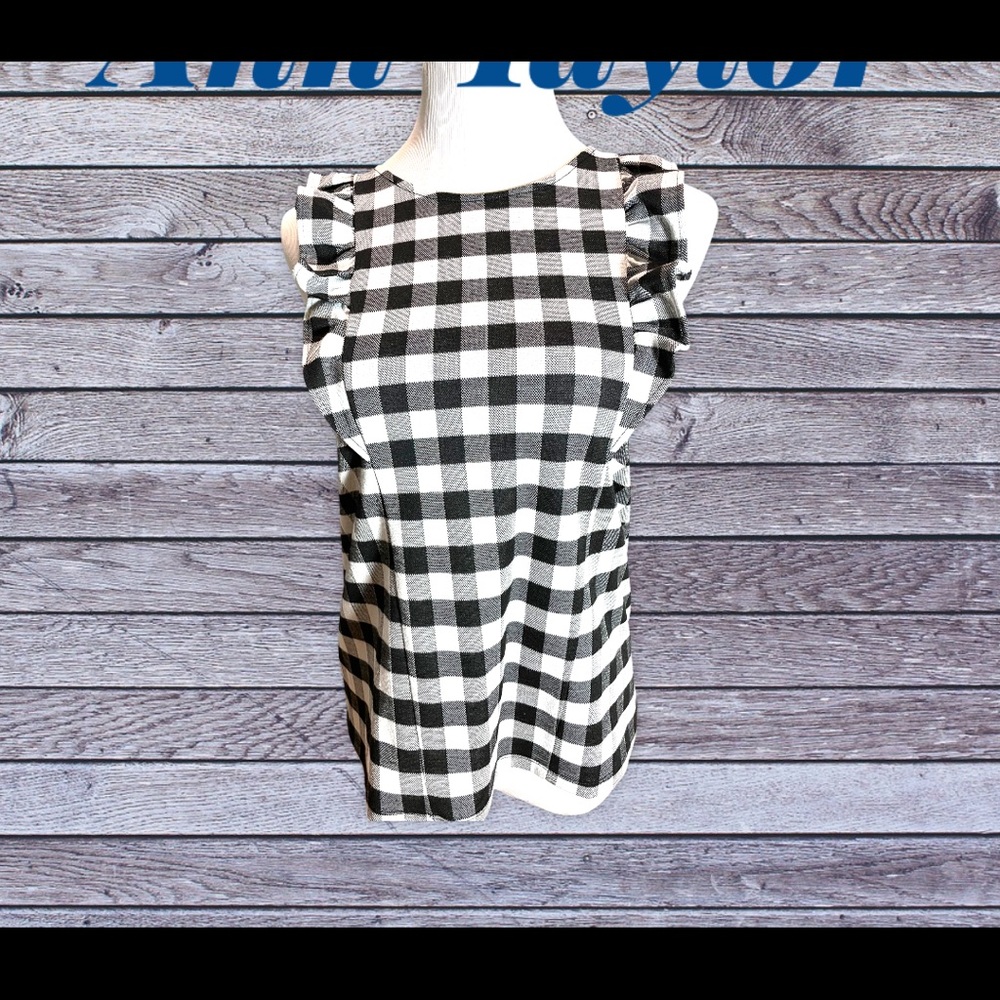 Ann Taylor Petite Gingham Ruffle Shell